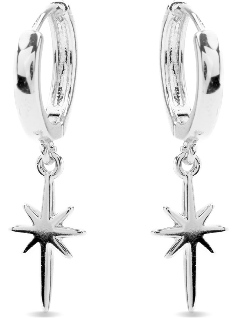 Boucles d'oreilles Luxenter en zircon cubique brillant plaqué rhodium - Mandrake Argent - Kiabi