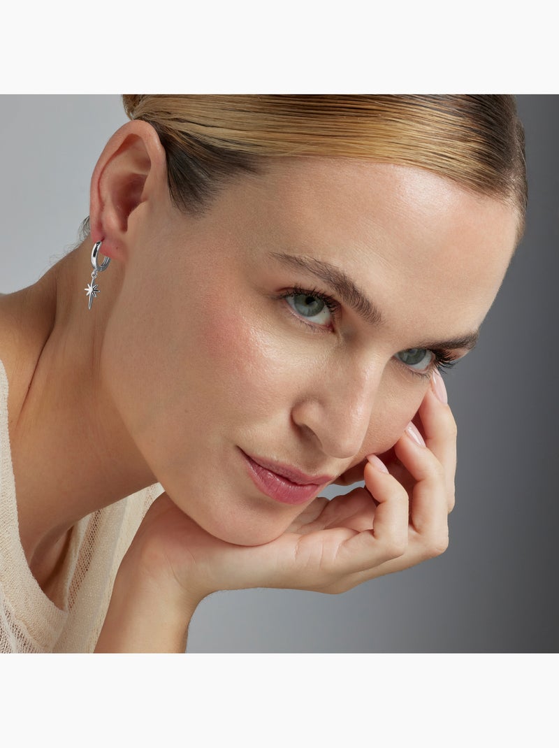 Boucles d'oreilles Luxenter en zircon cubique brillant plaqué rhodium - Mandrake Blanc - Kiabi