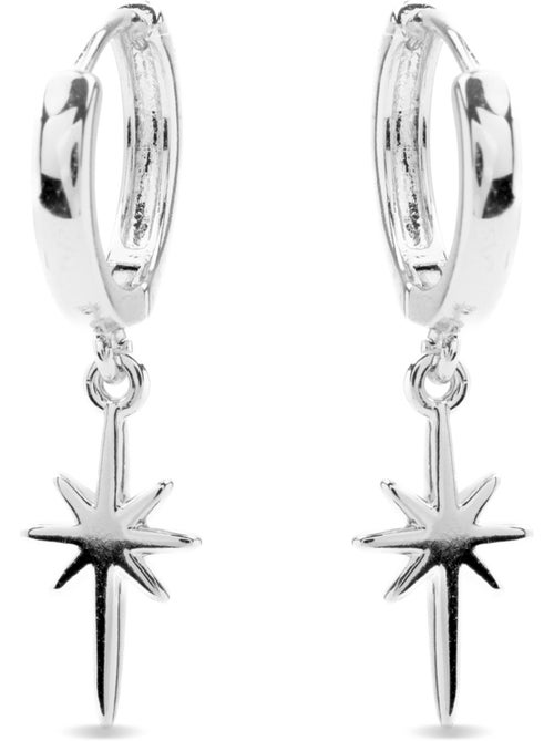 Boucles d'oreilles Luxenter en zircon cubique brillant plaqué rhodium - Mandrake - Kiabi