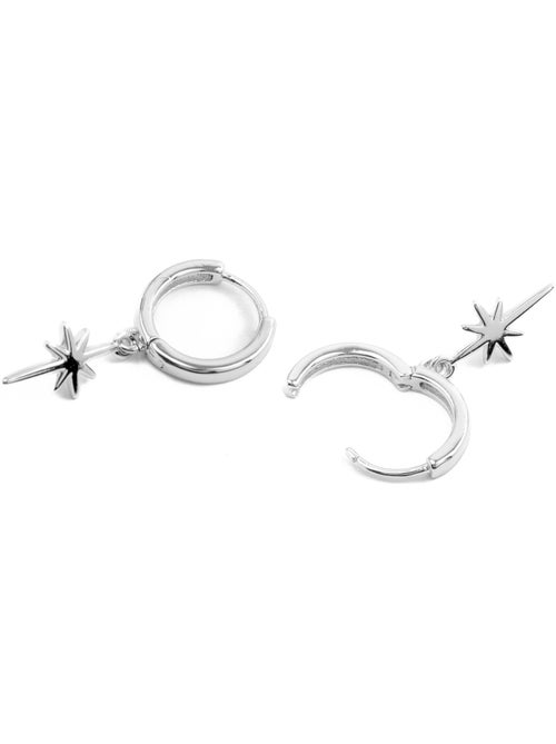 Boucles d'oreilles Luxenter en zircon cubique brillant plaqué rhodium - Mandrake - Kiabi