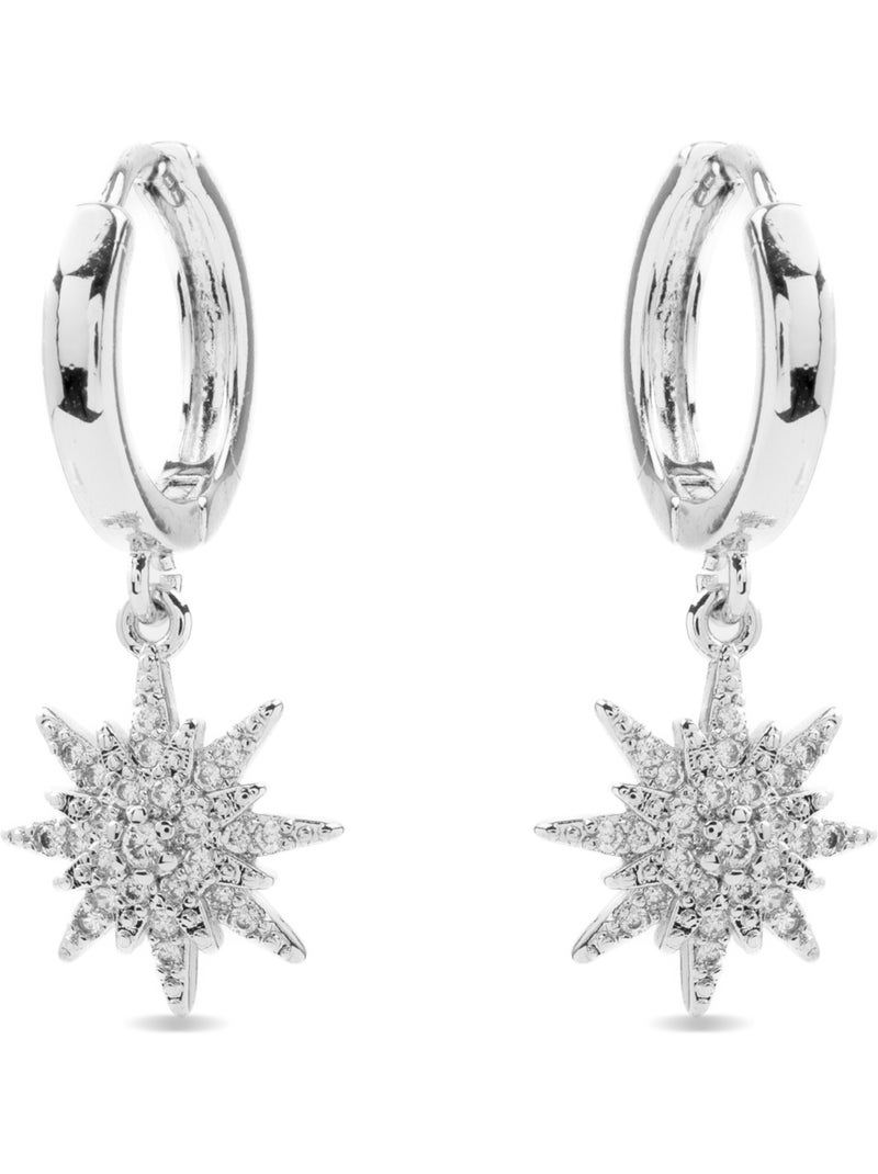Boucles d'oreilles Luxenter en zircon cubique brillant plaqué rhodium - Tysco Argent - Kiabi