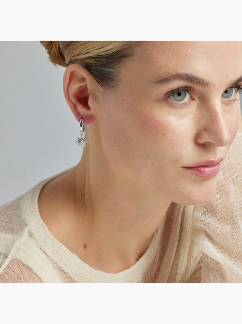 Boucles d'oreilles Luxenter en zircon cubique brillant plaqué rhodium - Tysco - Kiabi