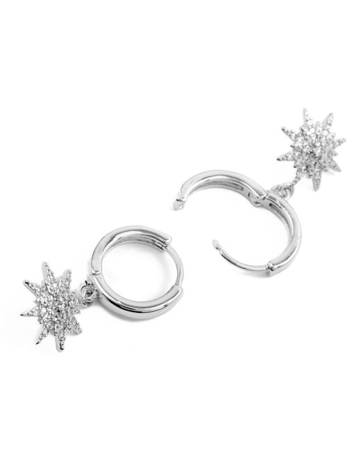 Boucles d'oreilles Luxenter en zircon cubique brillant plaqué rhodium - Tysco - Kiabi