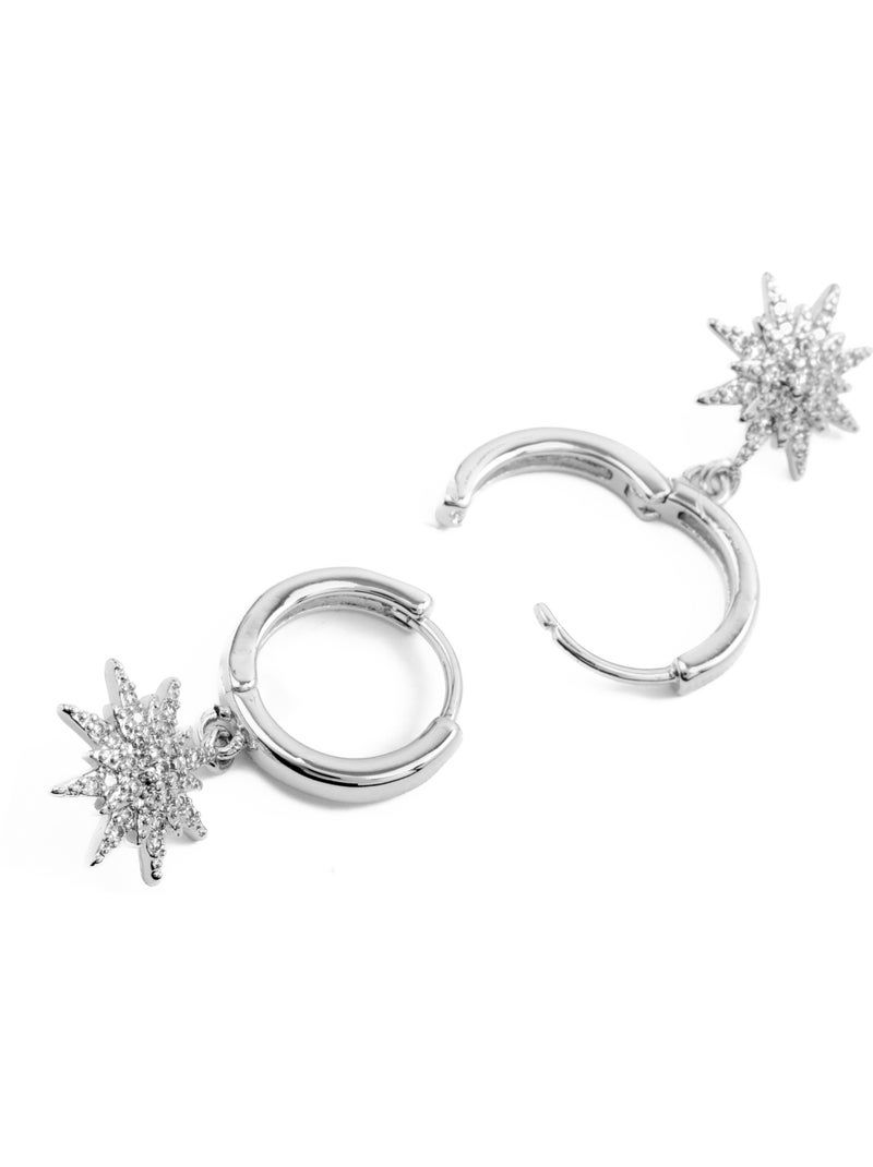 Boucles d'oreilles Luxenter en zircon cubique brillant plaqué rhodium - Tysco Blanc - Kiabi