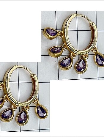 Boucles d'oreilles Luxenter en zircone améthyste, finition or jaune 18 carats - Atzul