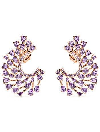 Boucles d'oreilles Luxenter en zircone cubique d'améthyste sur or jaune 18k - Narbel