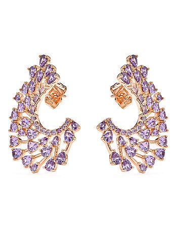 Boucles d'oreilles Luxenter en zircone cubique d'améthyste sur or jaune 18k - Narbel