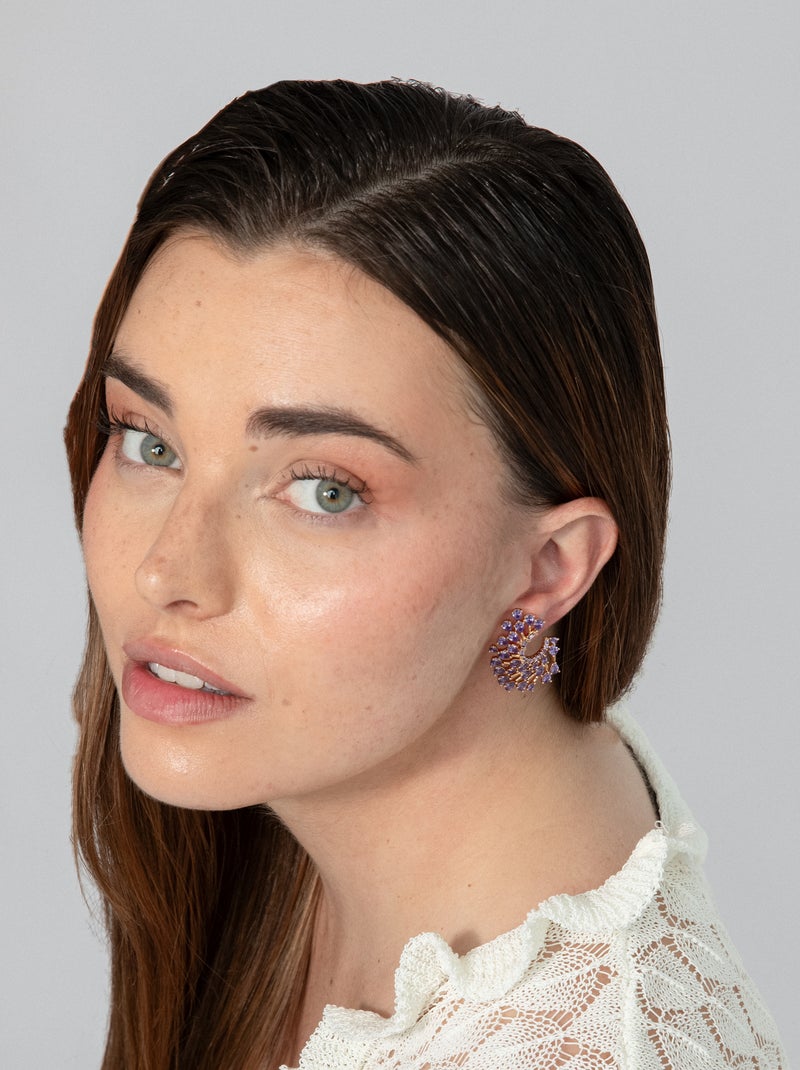 Boucles d'oreilles Luxenter en zircone cubique d'améthyste sur or jaune 18k - Narbel Violet - Kiabi