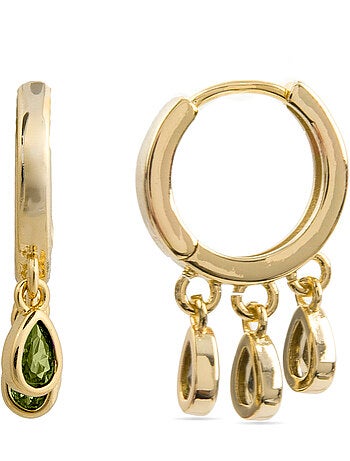 Boucles d'oreilles Luxenter en zircone émeraude, finition or jaune 18 carats - Atzul