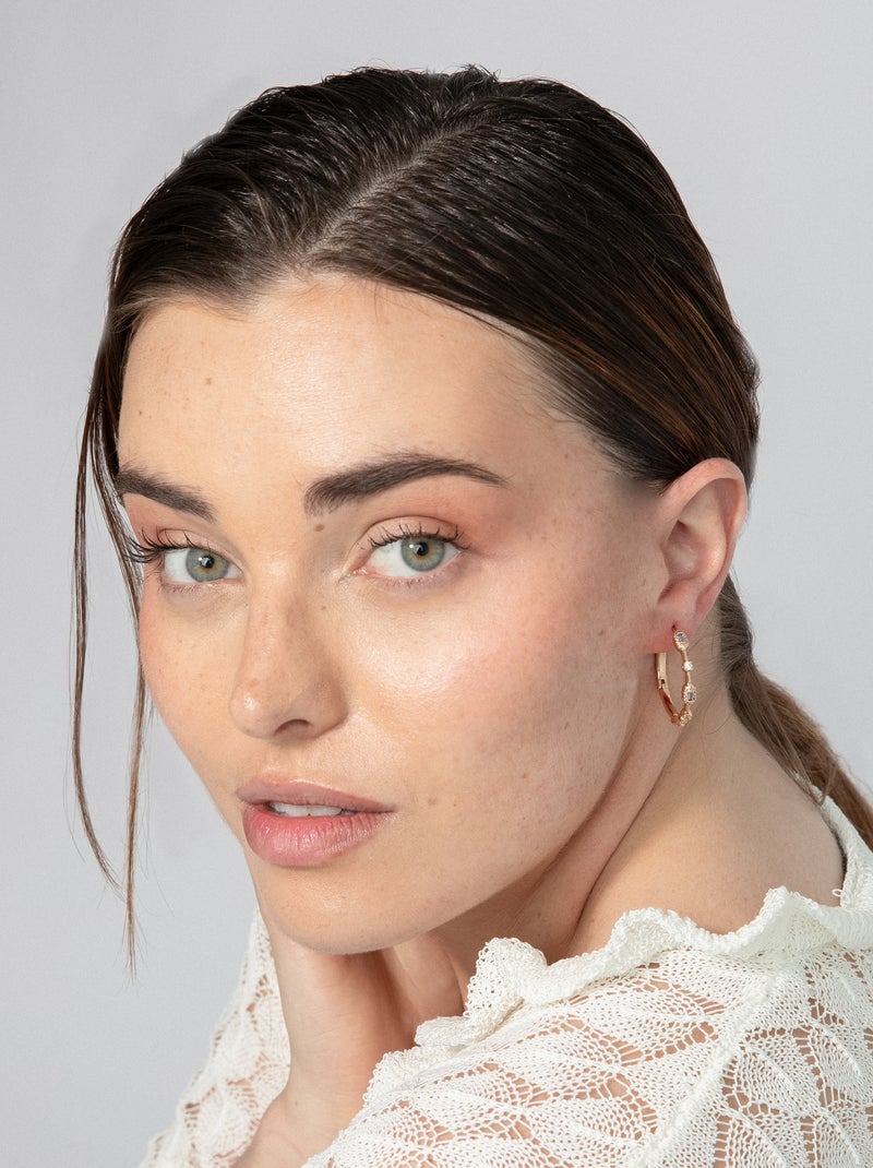 Boucles d'oreilles Luxenter en zircone finition or jaune 18k - Nemako Blanc - Kiabi