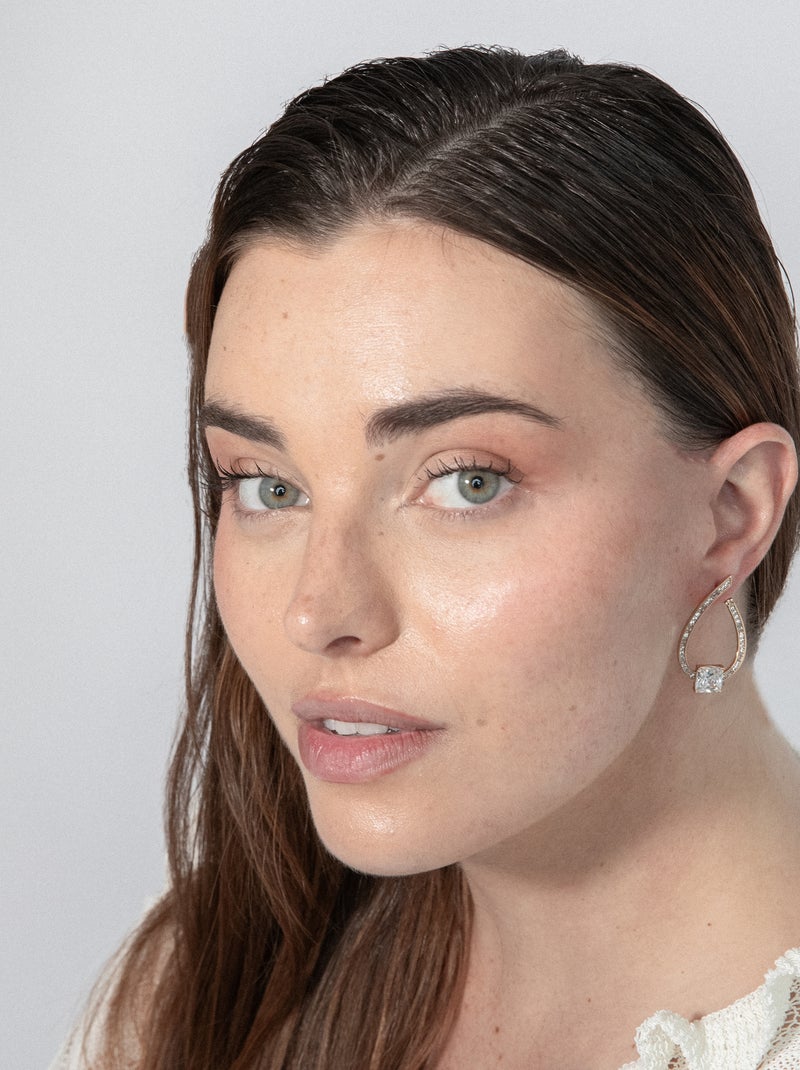 Boucles d'oreilles Luxenter en zircone finition or jaune 18k - Shuasin Blanc - Kiabi