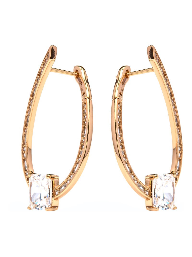 Boucles d'oreilles Luxenter en zircone finition or jaune 18k - Shuasin Blanc - Kiabi