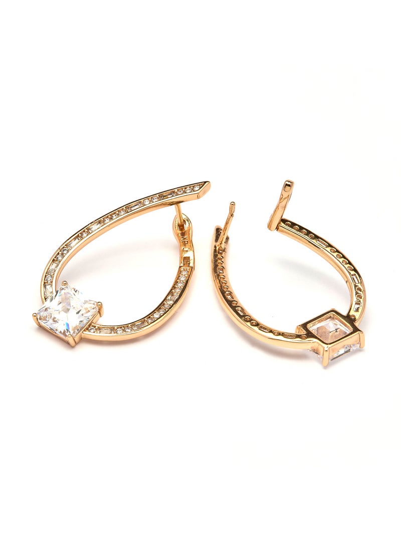 Boucles d'oreilles Luxenter en zircone finition or jaune 18k - Shuasin Blanc - Kiabi