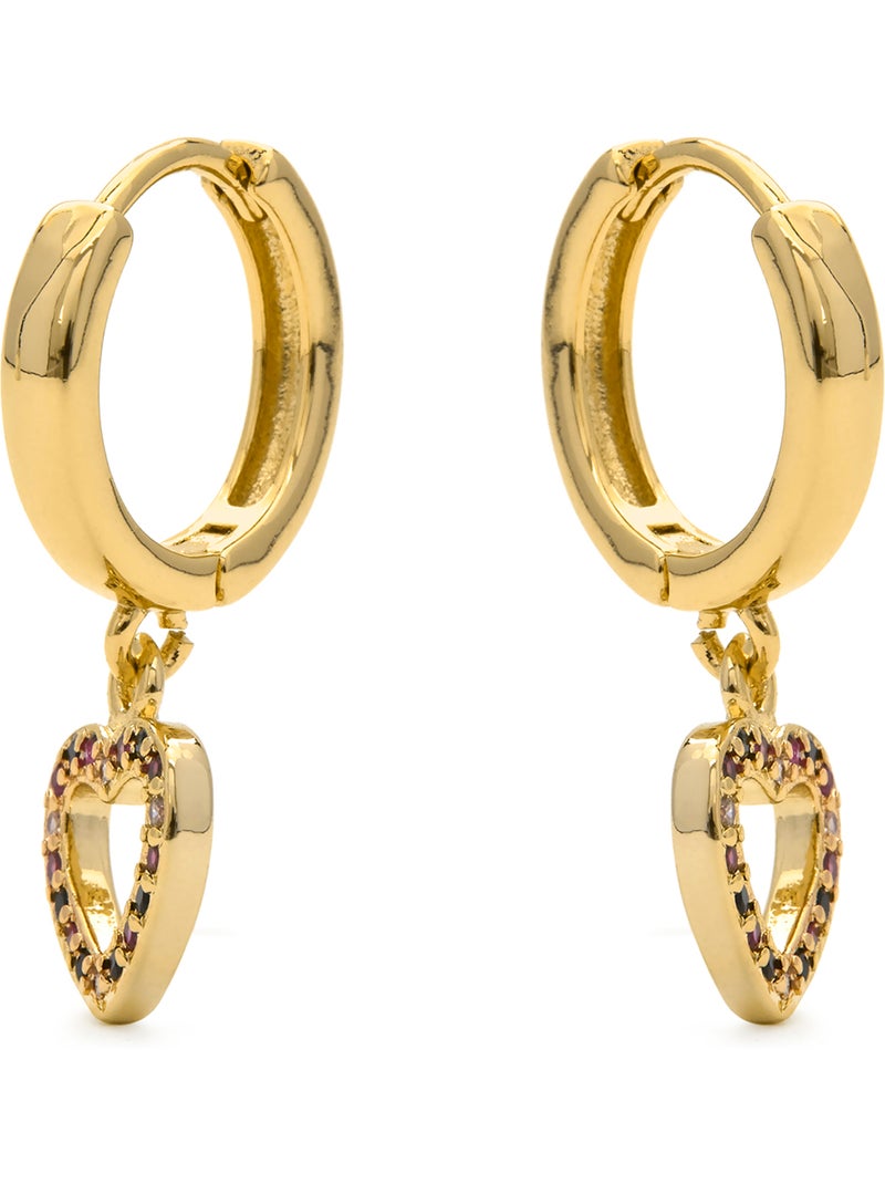 Boucles d'oreilles Luxenter en zircone multicolore, finition en or jaune 18 carats - Becias Multicolore - Kiabi