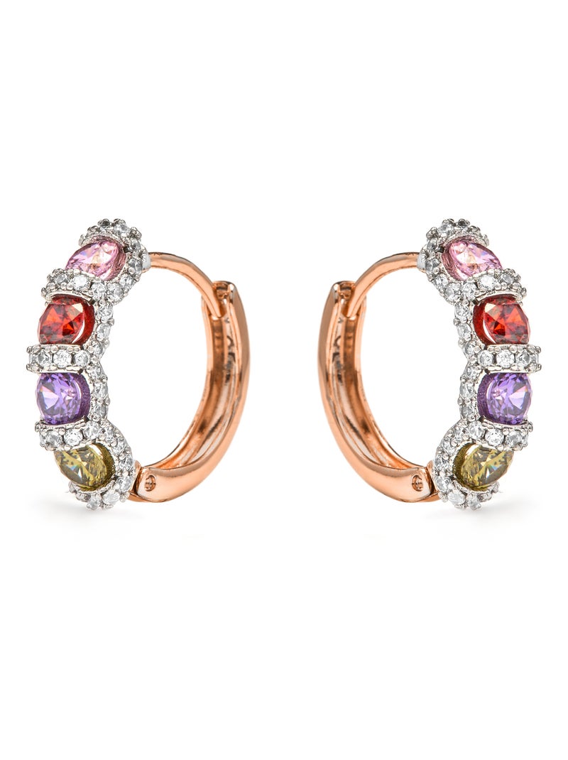 Boucles d'oreilles Luxenter en zircone multicolore finition or jaune 18k - Cieth Multicolore - Kiabi