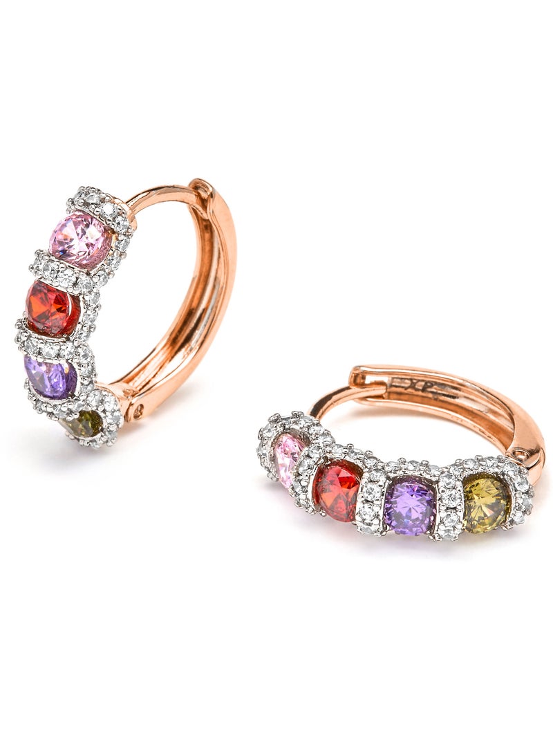 Boucles d'oreilles Luxenter en zircone multicolore finition or jaune 18k - Cieth Multicolore - Kiabi