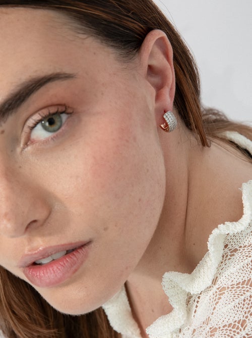 Boucles d'oreilles Luxenter en Zirconia finition or jaune 18k - Garda - Kiabi