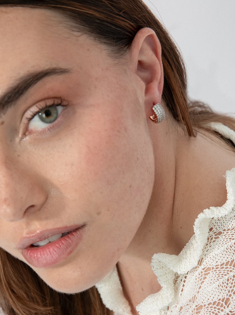 Boucles d'oreilles Luxenter en Zirconia finition or jaune 18k - Garda Blanc - Kiabi