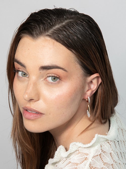 Boucles d'oreilles Luxenter en Zirconia finition or jaune 18k - Iskio - Kiabi