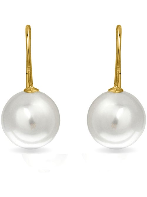 Boucles d'oreilles Luxenter Essential en argent 925 et perles blanches finies en or jaune 18 carats - Kiabi