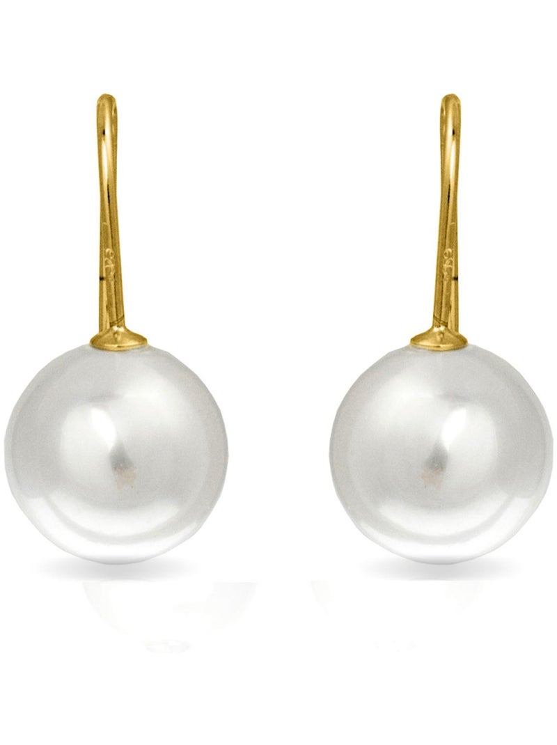 Boucles d'oreilles Luxenter Essential en argent 925 et perles blanches finies en or jaune 18 carats Argent - Kiabi
