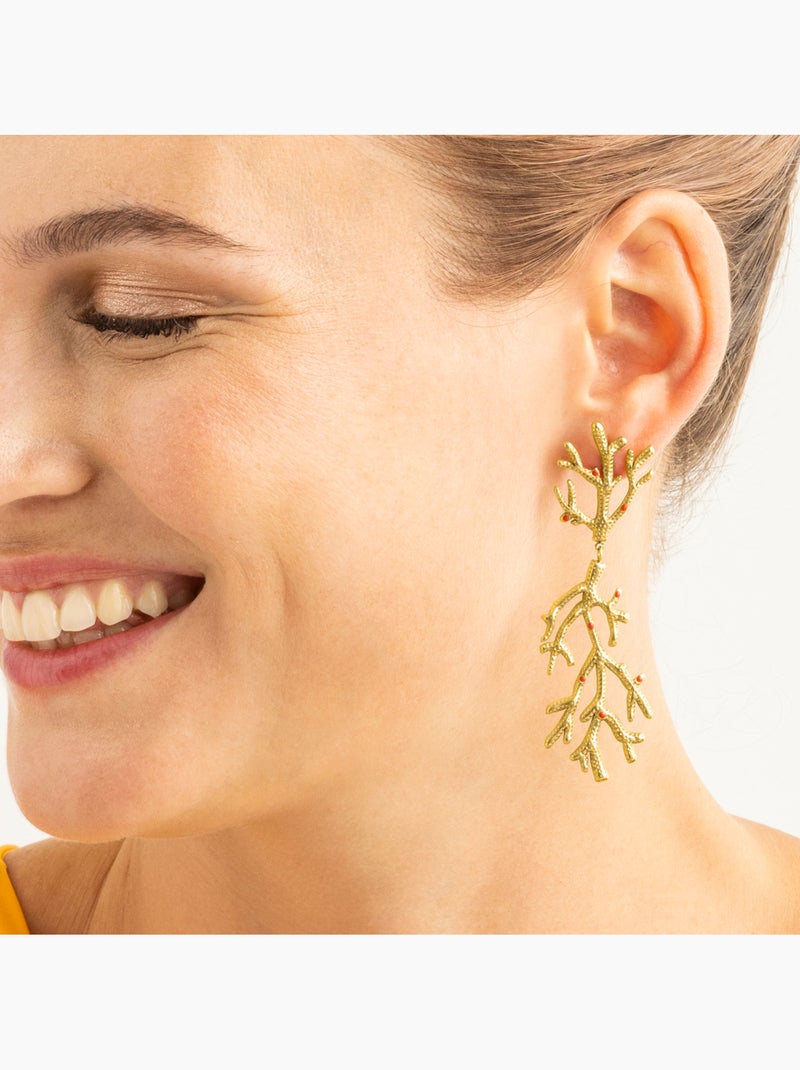 Boucles d'oreilles Luxenter et plaqué or 18k - Ikuzol Jaune - Kiabi