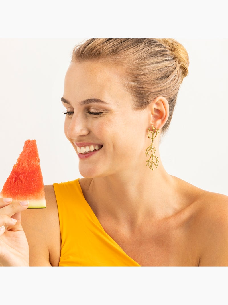 Boucles d'oreilles Luxenter et plaqué or 18k - Ikuzol Jaune - Kiabi