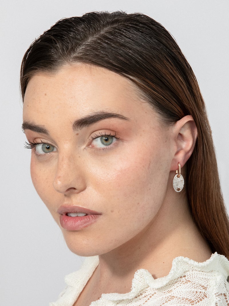 Boucles d'oreilles Luxenter et plaqué or 18k - Krero Blanc - Kiabi