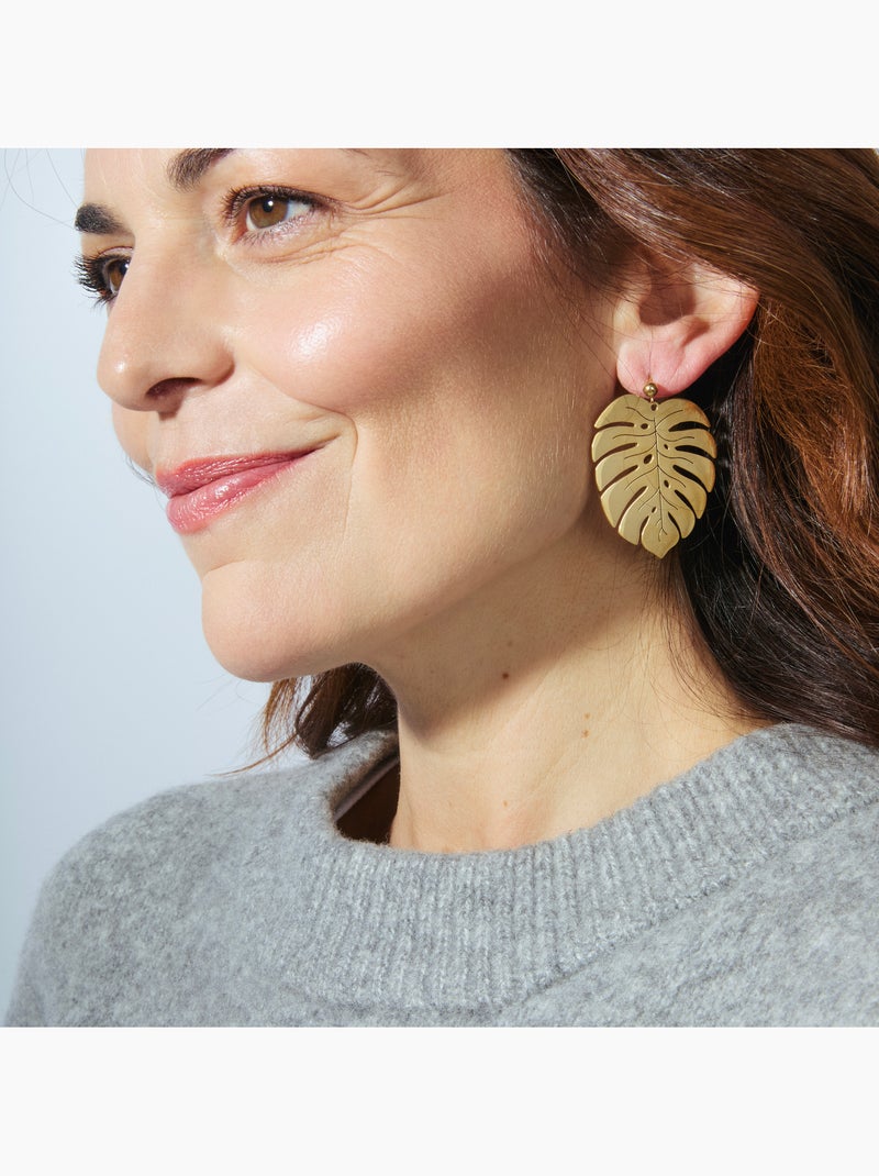 Boucles d'oreilles Luxenter et plaqué or 18k - Mizay Jaune - Kiabi