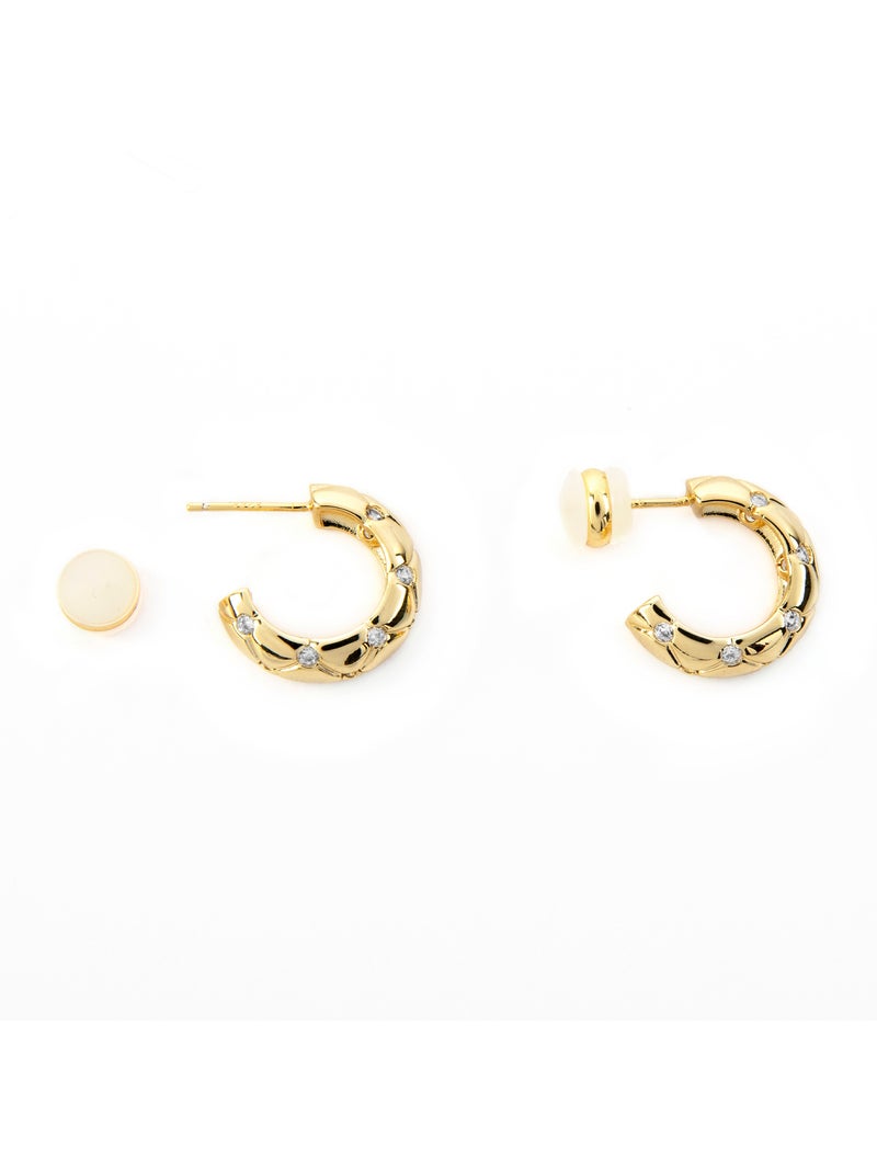 Boucles d'oreilles Luxenter et plaqué or 18k - Rakhon Jaune - Kiabi