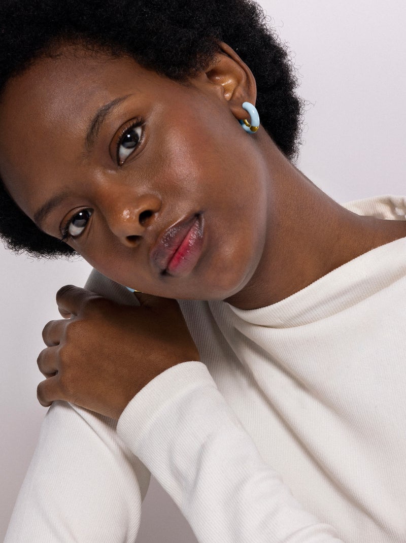 Boucles d'oreilles Luxenter et plaqué or 18k - Raki Bleu - Kiabi