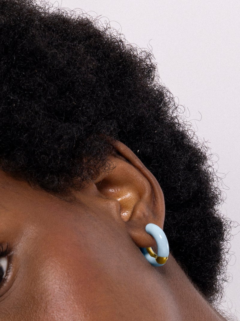 Boucles d'oreilles Luxenter et plaqué or 18k - Raki Bleu - Kiabi