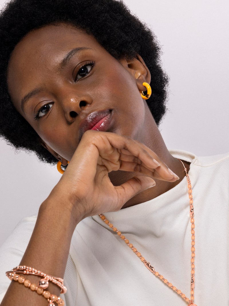 Boucles d'oreilles Luxenter et plaqué or 18k - Raki Orange - Kiabi