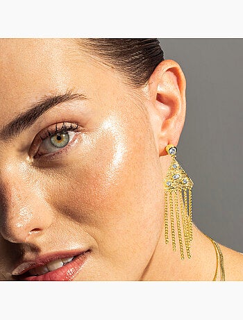 Boucles d'oreilles Luxenter et plaqué or 18k avec zircon brillant - Sufariz