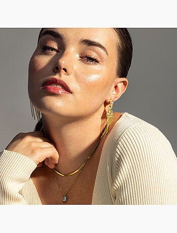 Boucles d'oreilles Luxenter et plaqué or 18k avec zircon brillant - Sufariz