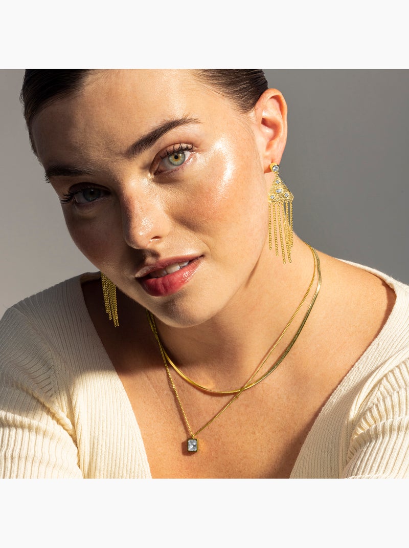 Boucles d'oreilles Luxenter et plaqué or 18k avec zircon brillant - Sufariz Argent - Kiabi