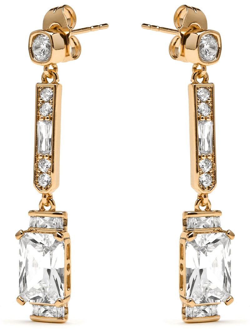 Boucles d'oreilles Luxenter et plaqué or 18k avec zircon cubique brillant - Chiuk Argent - Kiabi