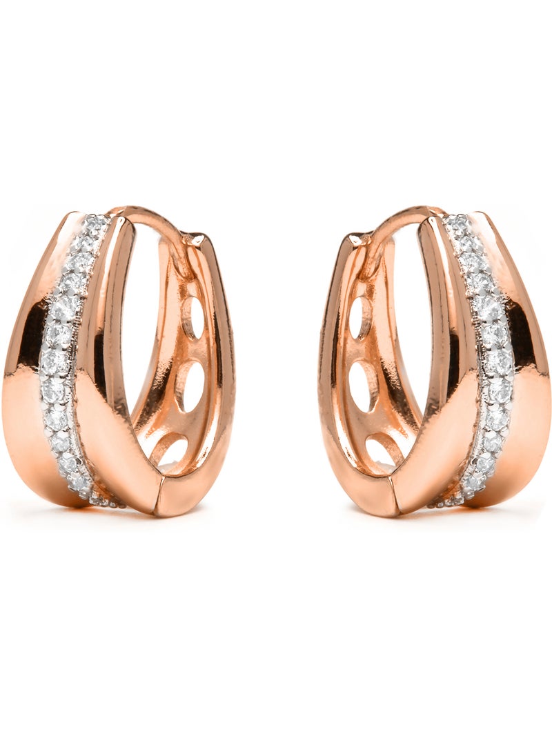 Boucles d'oreilles Luxenter et plaqué or 18k avec zircons brillants - Bardi Argent - Kiabi