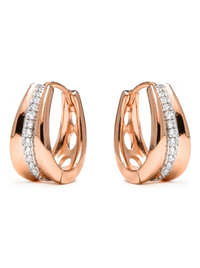 Boucles d'oreilles Luxenter et plaqué or 18k avec zircons brillants - Bardi Blanc - Kiabi