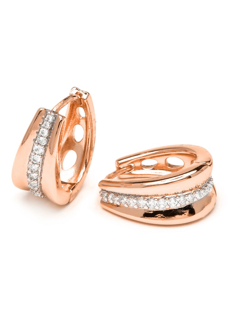 Boucles d'oreilles Luxenter et plaqué or 18k avec zircons brillants - Bardi Blanc - Kiabi
