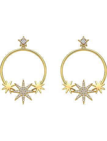 Boucles d'oreilles Luxenter et plaqué or 18k avec zircons brillants - Ilju