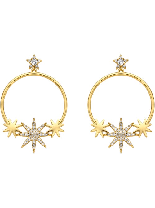 Boucles d'oreilles Luxenter et plaqué or 18k avec zircons brillants - Ilju - Kiabi