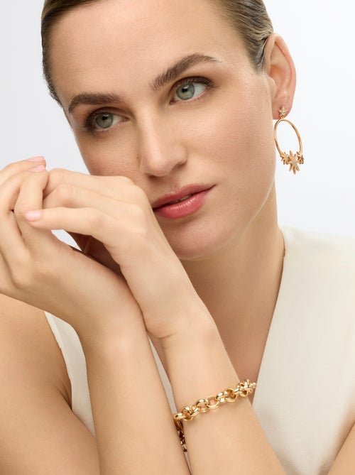 Boucles d'oreilles Luxenter et plaqué or 18k avec zircons brillants - Ilju - Kiabi