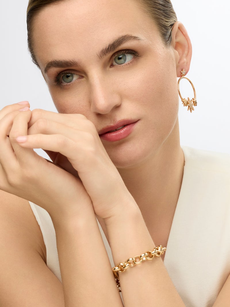 Boucles d'oreilles Luxenter et plaqué or 18k avec zircons brillants - Ilju Blanc - Kiabi