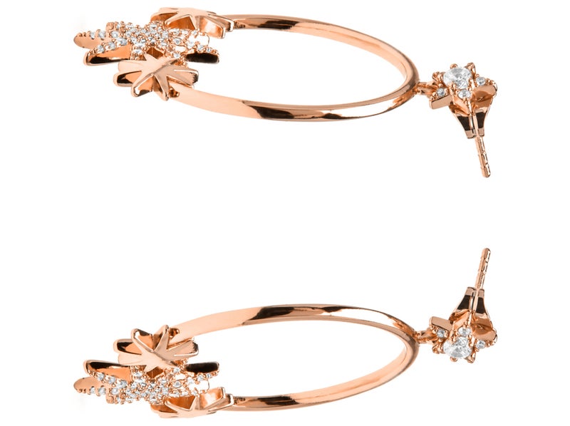 Boucles d'oreilles Luxenter et plaqué or 18k avec zircons brillants - Ilju Blanc - Kiabi