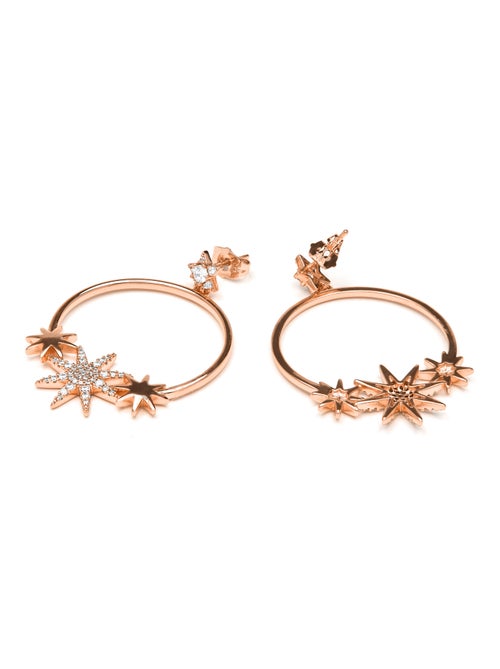Boucles d'oreilles Luxenter et plaqué or 18k avec zircons brillants - Ilju - Kiabi