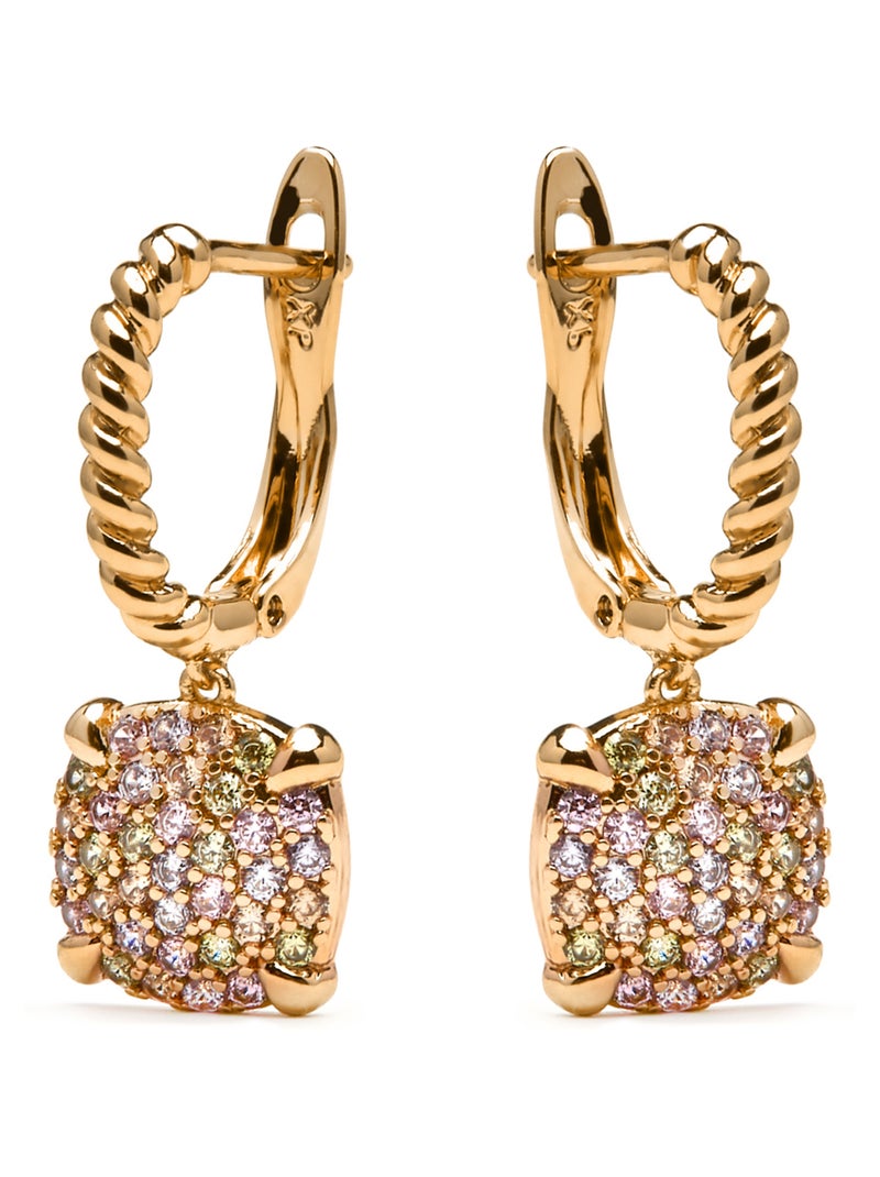 Boucles d'oreilles Luxenter et plaqué or 18k avec zircons brillants - Leza Blanc - Kiabi