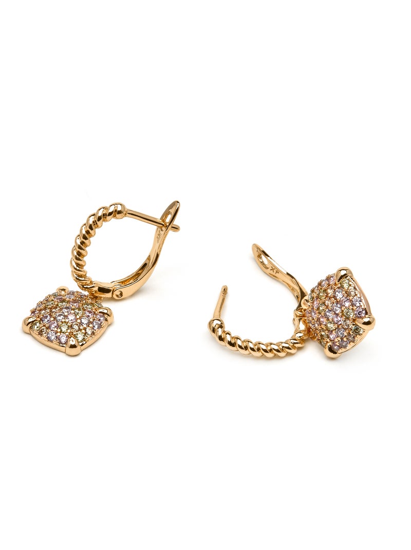 Boucles d'oreilles Luxenter et plaqué or 18k avec zircons brillants - Leza Blanc - Kiabi