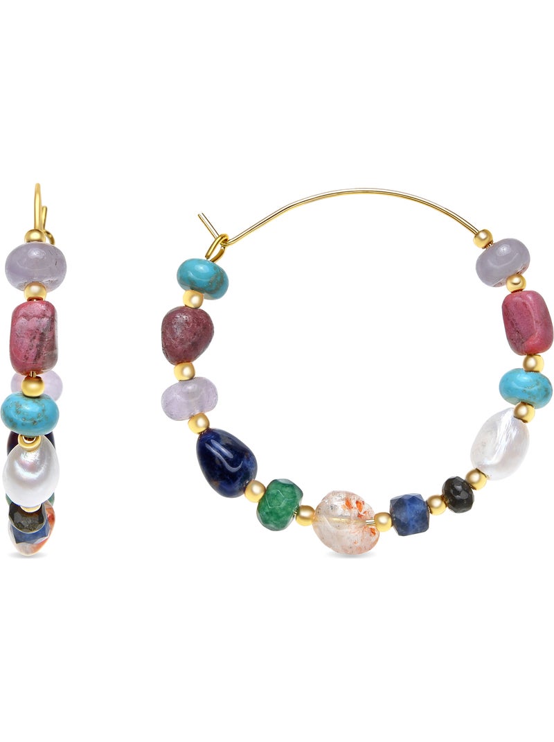 Boucles d'oreilles Luxenter et plaqué or 18k et perle blanche - Umavi Multicolore - Kiabi