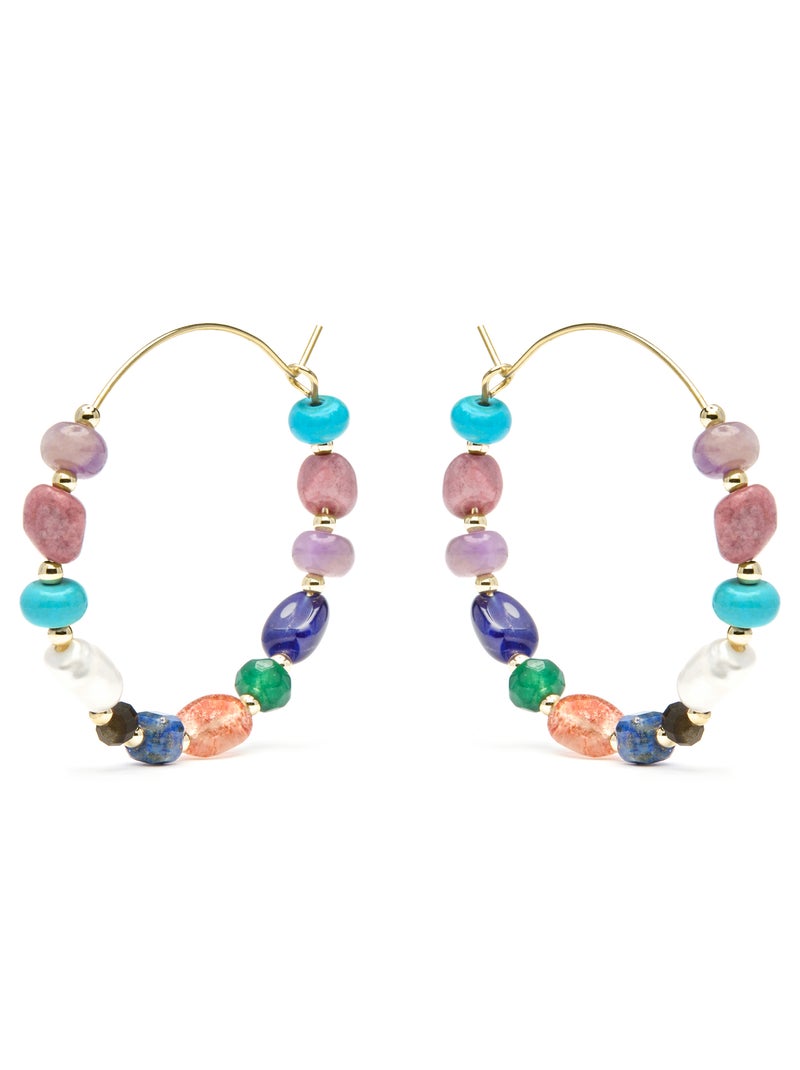 Boucles d'oreilles Luxenter et plaqué or 18k et perle blanche - Umavi Multicolore - Kiabi